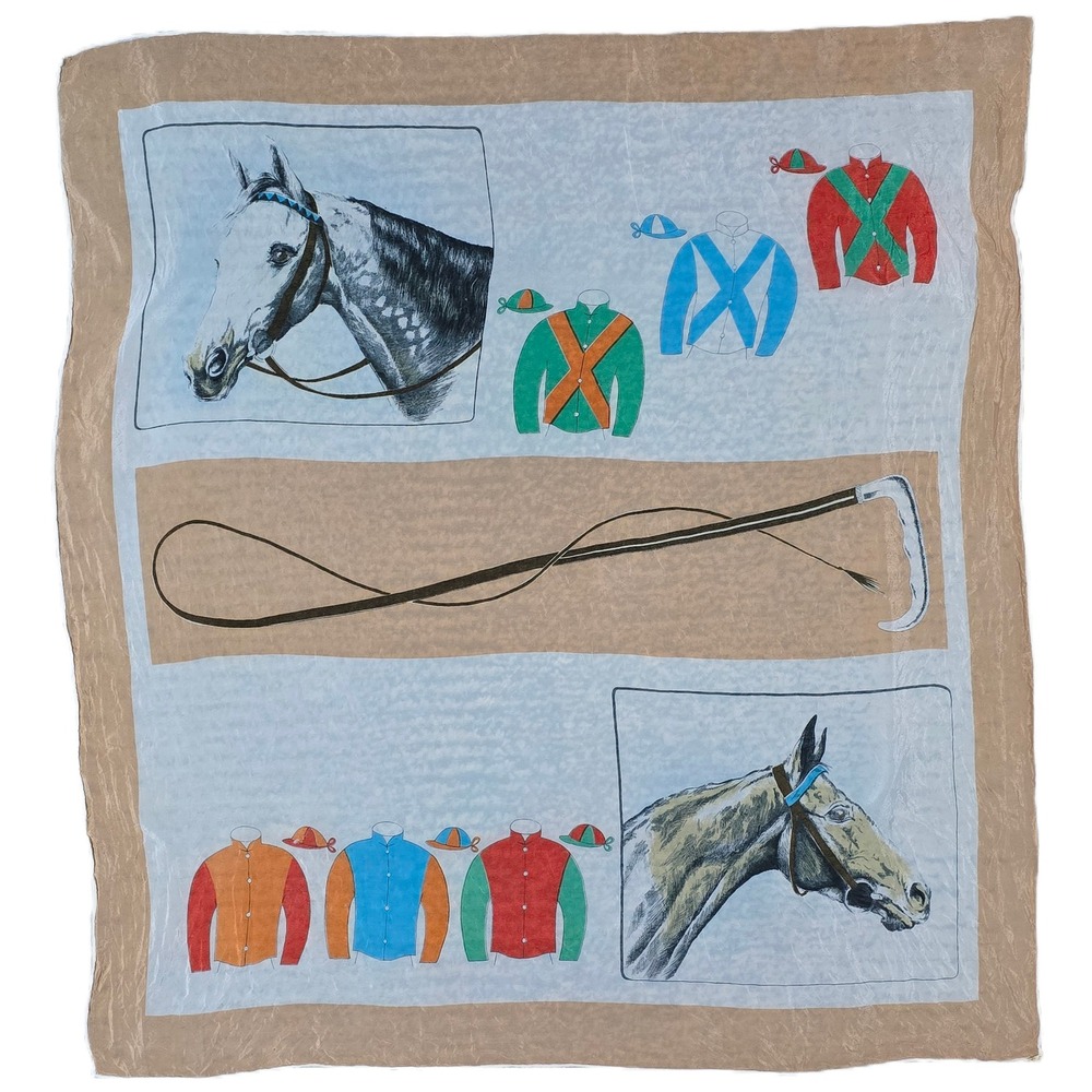 Equestrian Scarf Horses Racing Jockey Theme Art Square Scarf‎ (R)